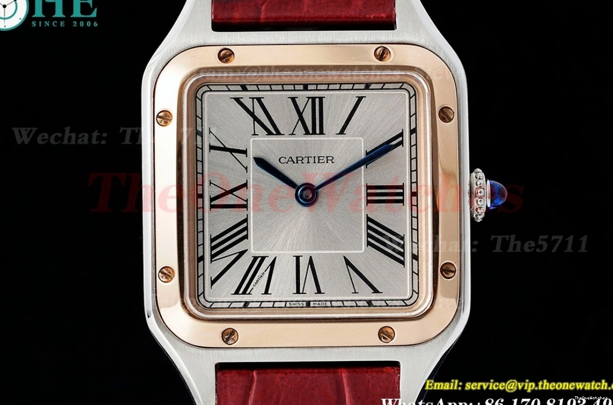 Quartz LE Dumont Silver Dial Wine Santos Red AF RG 0420
